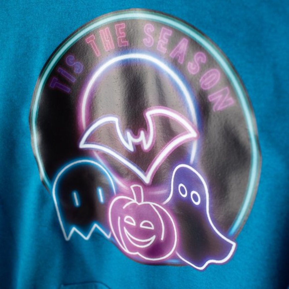 New Tis The Season Fall Halloween Ghosts Bats Pumpkins Blue Hoodie XL - Picture 4 of 7
